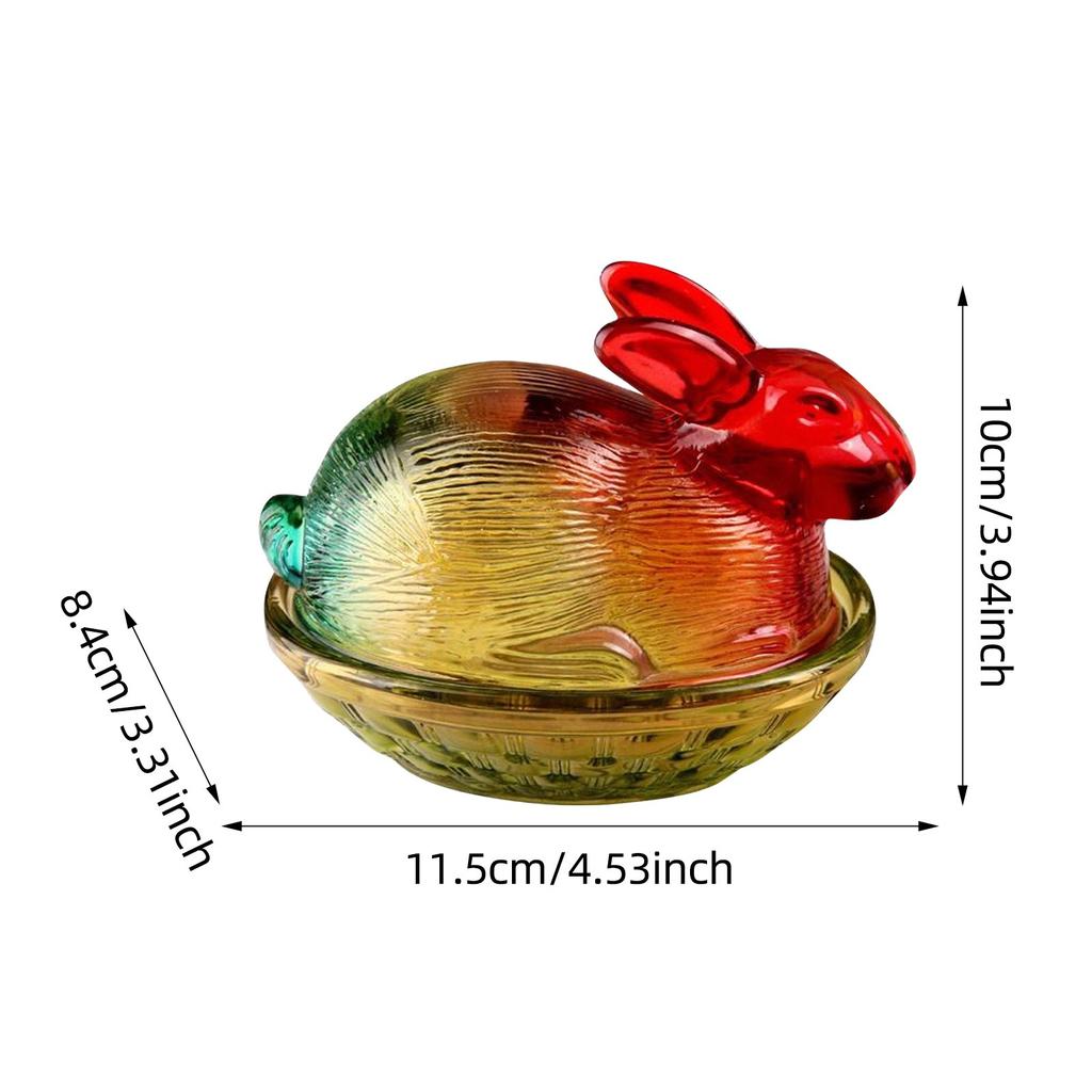 Забавная ваза для конфет с кроликами и крышкой, Конфетница с крышкой, Стеклянные банки для конфет, Многоцветная настольная тарелка для десертов, Миска для закусок, Подставка для яиц