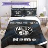 Brooklyn Nets Print 3 Piece Bedding Set, Soft Breathable Printed Duvet Cover with 7 Pillowcases for Bedroom Home Decor
