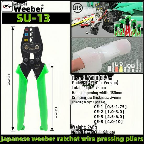 Labor-Saving Ratchet Crimping Pliers with Bare Terminal Nipple Cap, Model KA5-6