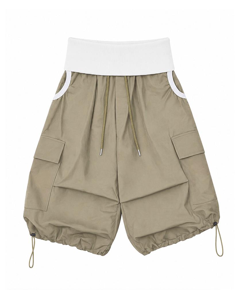 ESCAPEFROM [Escf X Hot Today] Utility Folding Bermuda String Cargo Pants Beige