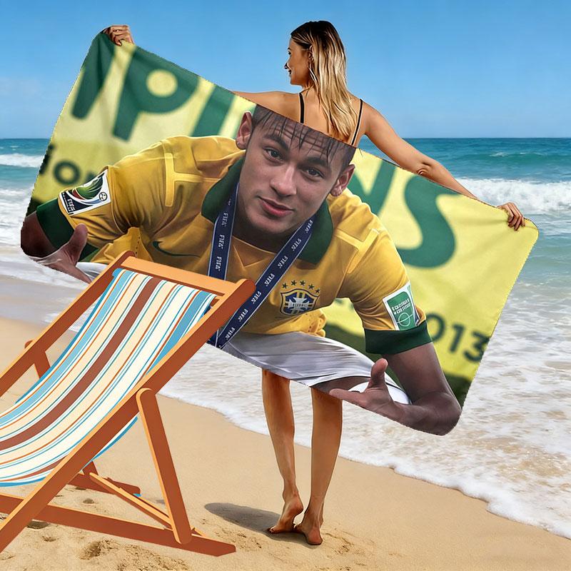 Neymar Jr Print Beach Towel, Large Soft Quick Dry Towel for Beach Camping Swimming
