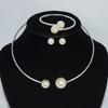 Gold-Plated Silver Women's Necklace & Bracelet Set with Pearls and Rhinestones