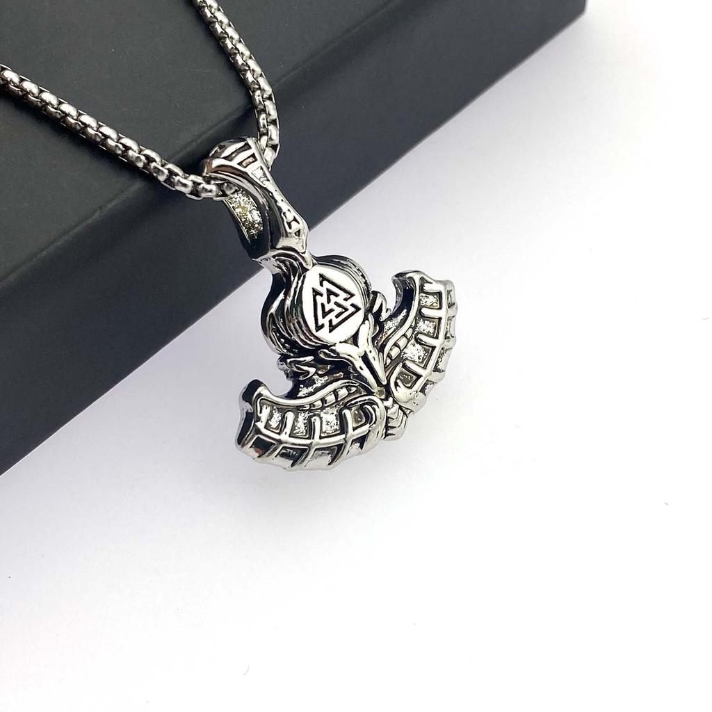 Ожерелье в скандинавском стиле, Викинг, Боевой топор Одина, Треугольный рунический кулон