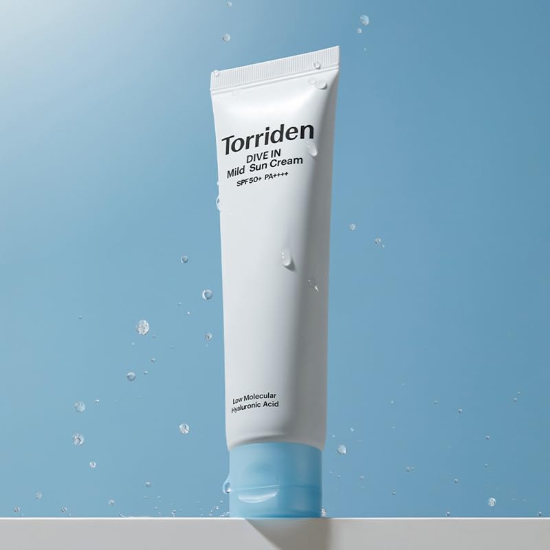 Torriden Dive Mild Sun Cream 60мл солнцезащитный крем SPF50+ PA++++ не-нано не-химический выравнивает тон увлажнение пантенол влага гиалуроновая кислота сухая