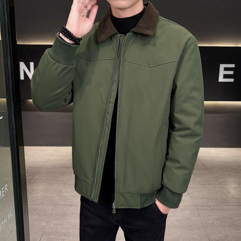 Mens Winter Down Jacket With Print Option 50% White Duck Wrinkle-Resistant Collar Lapel Casual Business Style