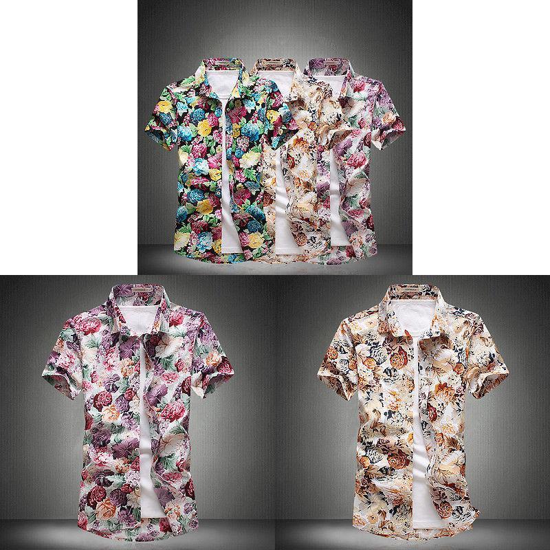 Stylish Summer Casual Floral Short Sleeve Shirt For Men In Plus Sizes With Comfortable Fit