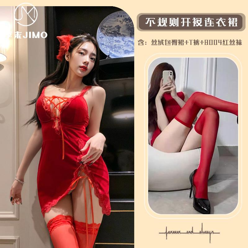 Сексуальное белье сексуальные малышки крест-накрест бархатное горячее с открытой спиной облегающее платье на подтяжках женское 9022