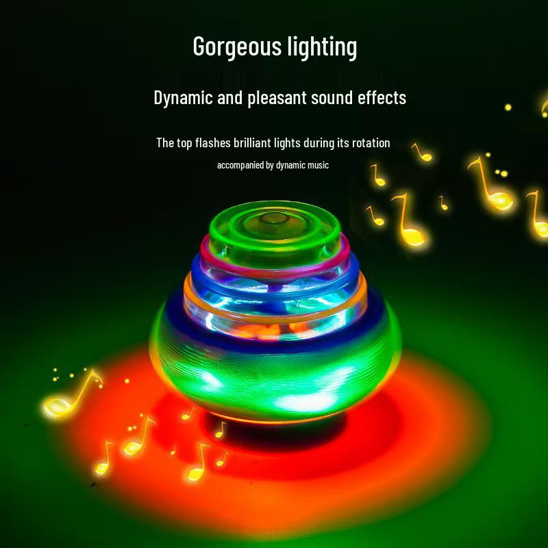 Children's Light-Up Musical Rotating UFO Toy with Cartoon Features