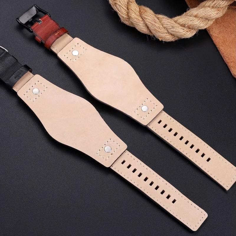 Ремешок из коровьей кожи Для часов Fossil JR1157 Ремешок 24 мм Мужской ремешок для часов Высококачественный кожаный браслет Ретро-стиль Черный Коричневый