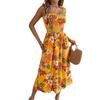 Spring Summer Women's Floral Tie Waist Sling Holiday Beach Long Dress