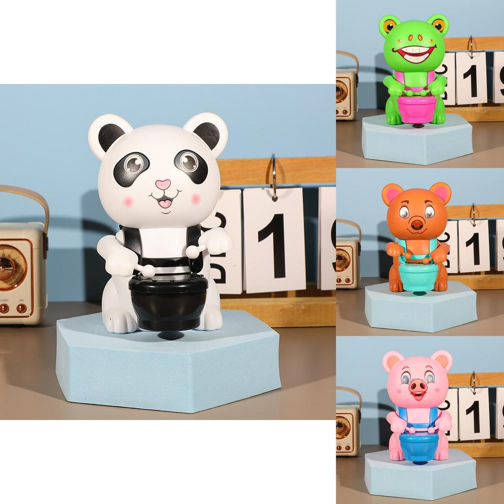 Пластиковая игрушка-барабан с ручным приводом в виде животных: свиньи и медведя, для малышей, для развития зрения и сенсорики