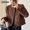 Autumn Women's Round Neck Long Sleeve Checkered Printed Short Jacket Casual Wind Jacket