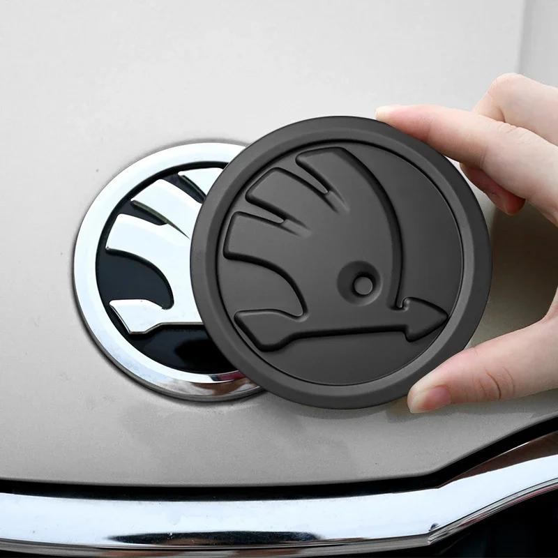 DDWO5 For Skoda 8/9/10cm Upgrade Your Skoda ABS Emblem Car Front Hood Badge Rear Trunk Sticker For Skoda S Logo Octavia RS Superb MK2