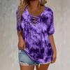 Loose and Large-sized Tethered Top Tie-dye Printed Long-sleeved Women's T-shirts