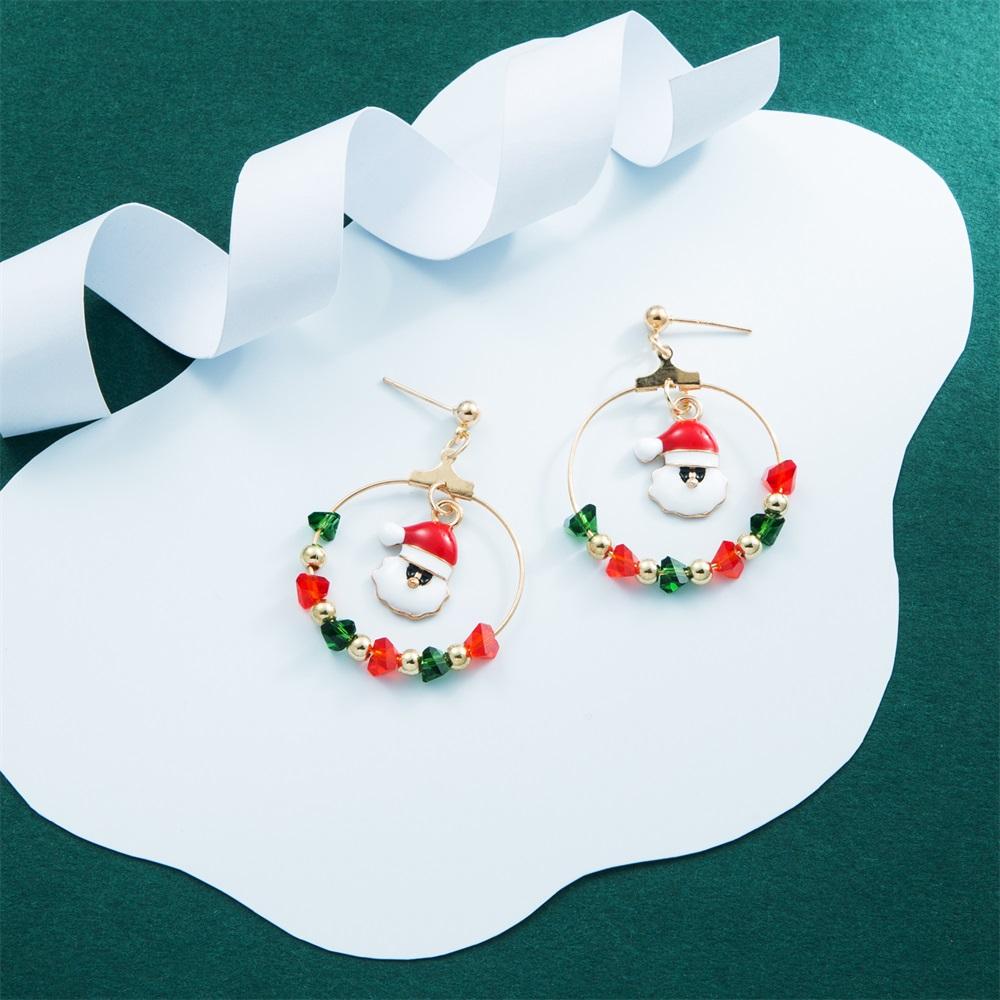 Рождественская серия сережек 2024 года, серьги с геометрическим узором в форме рождественской елки Санта-Клауса, модные и игривые серьги