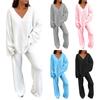 Women's Furry Set Casual Loungewear Reversible Fleece Two-Piece Set