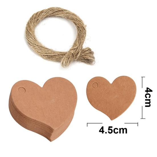 100Pcs Gift Tag with 20m Jute Twine Round/Heart/Rectangle Shaped Blank Design DIY Thick Wedding Thanksgiving Christmas Craft Tag Party Favors