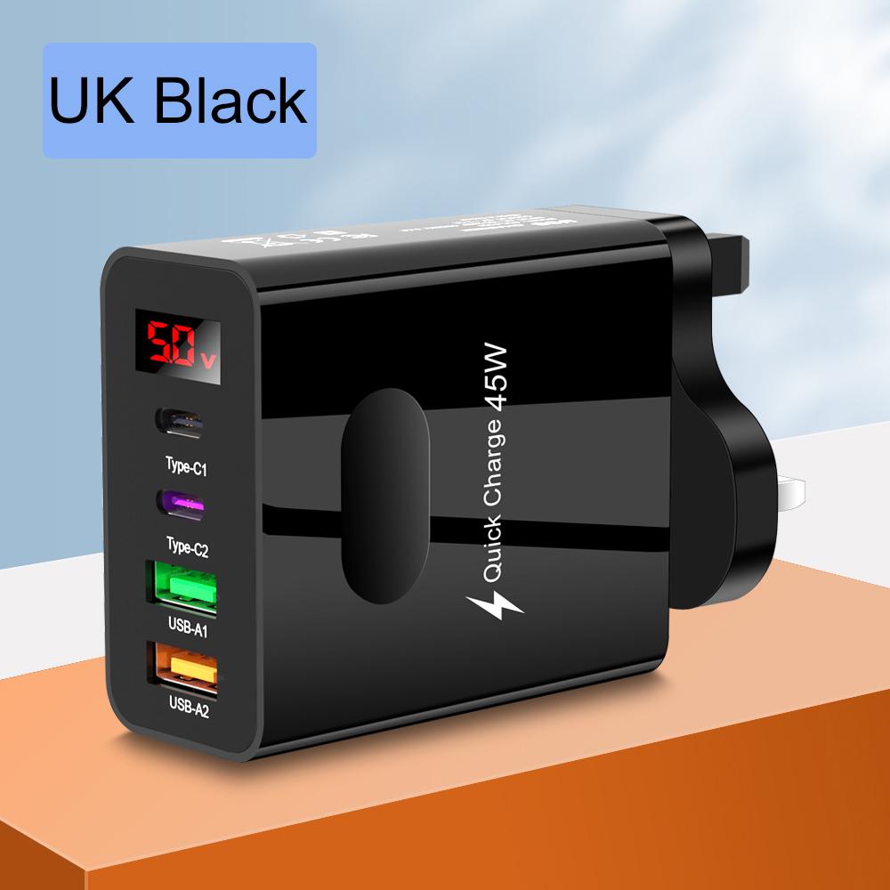 Всего 45 Вт цифровой дисплей зарядное устройство USB Type C зарядное устройство быстрая зарядка 3.0 PD телефон зарядный адаптер для iPhone Samsung Xiaomi Travel C