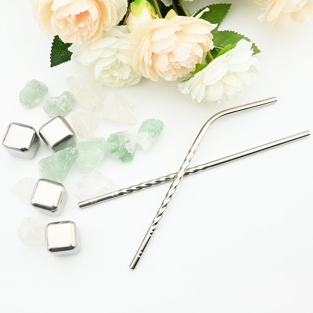 Многоразовые металлические трубочки из нержавеющей стали 304, набор соломинок для питья с щеткой для чистки, высококачественная посуда для напитков для сока, аксессуар для барной вечеринки