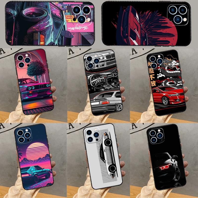 Japan JDM Sport Car Phone Case For iPhone 16 Pro Max 15 13 12 11 14 Pro Max Plus 12 13 Mini XR 16e Funda Cover