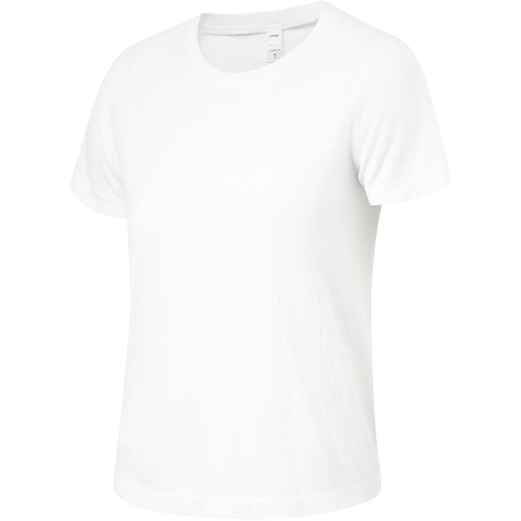 Li-Ning Серия Фитнес Однотонная Влагоотводящая Футболка с Круглым Вырезом и Коротким Рукавом Женские Топы Белый ATSU472-9