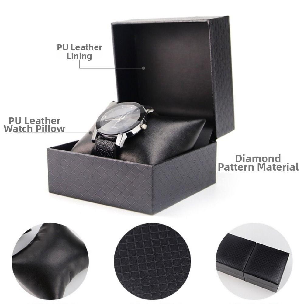 Protective Wristwatch Display Case PU Leather Travel Jewelry Organizer for Men Gift