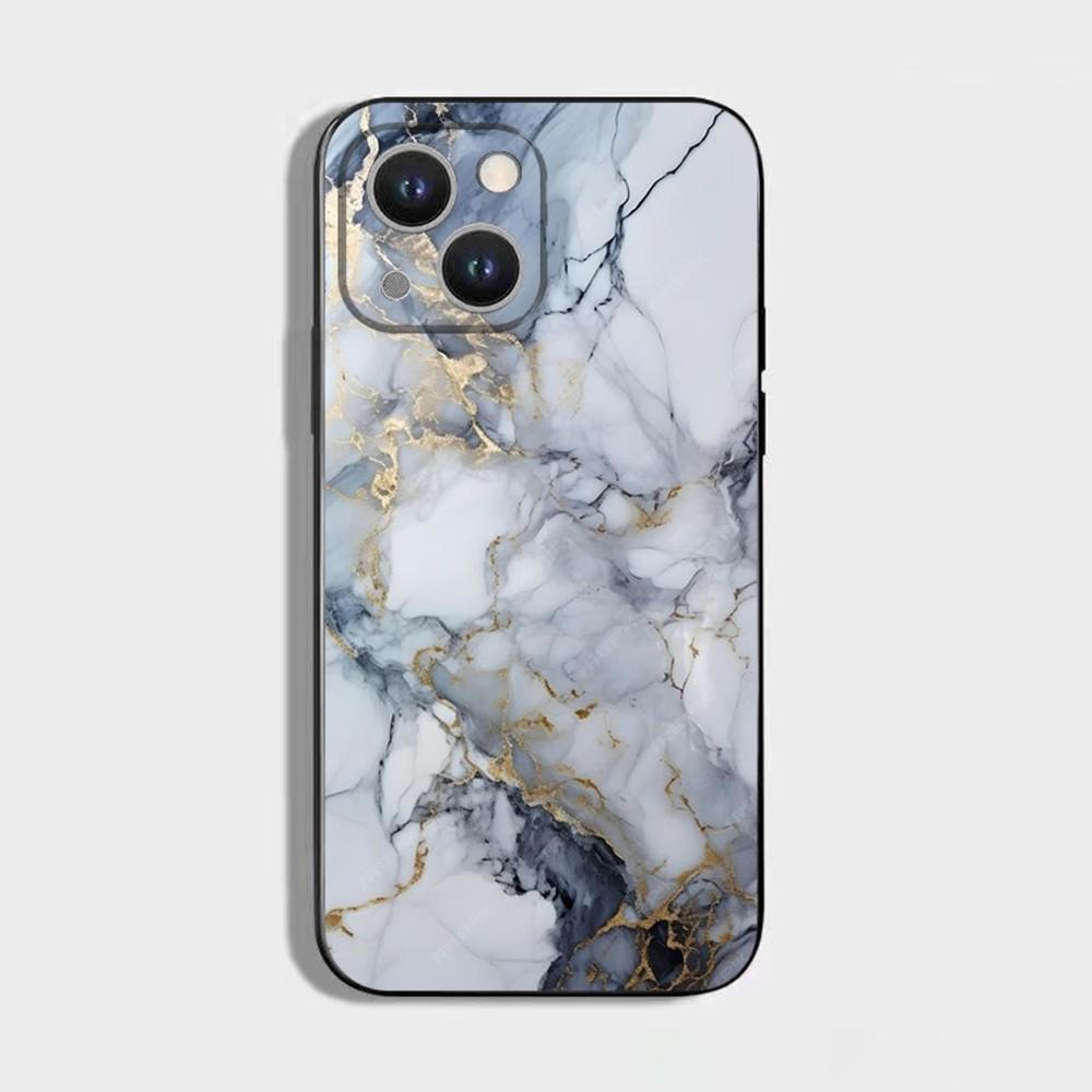 Черно-золотой мраморный узор Чехол для телефона Для iPhone 16 15 Plus 14 13 Pro Max 12 Mini 11 X XS XR 7 8 8Plus Черный Мягкий Чехол для телефона