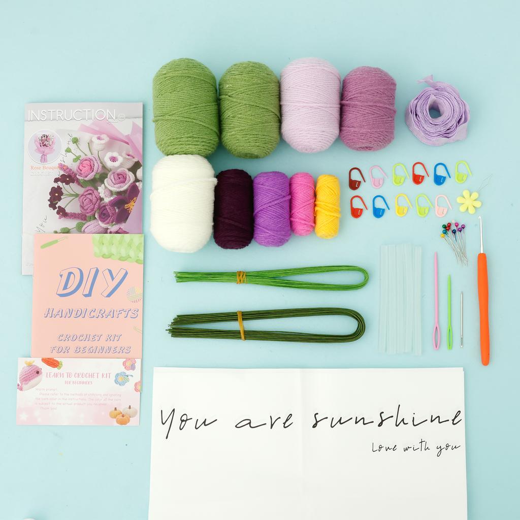 Набор для начинающих вязальщиков «Роза» и «Тюльпан» для имитации вязания. Легко закончить. Яркие цвета. Вязание цветов. Набор для рукоделия «Сделай сам» для праздника, дня рождения.