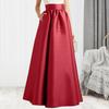 Women Autumn Faux Satin Maxi Skirt A-line Floor Length Solid Color High Waist Pockets Skirt Elegant Vintage Casual Oversized Long Robe Skirt