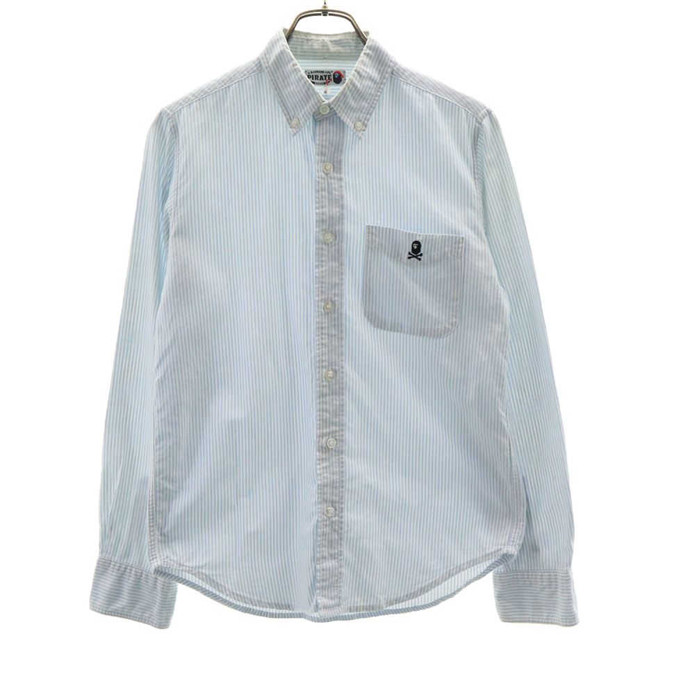 A BATHING APE stripe Long sleeve Button down shirt S Blue Men's Used