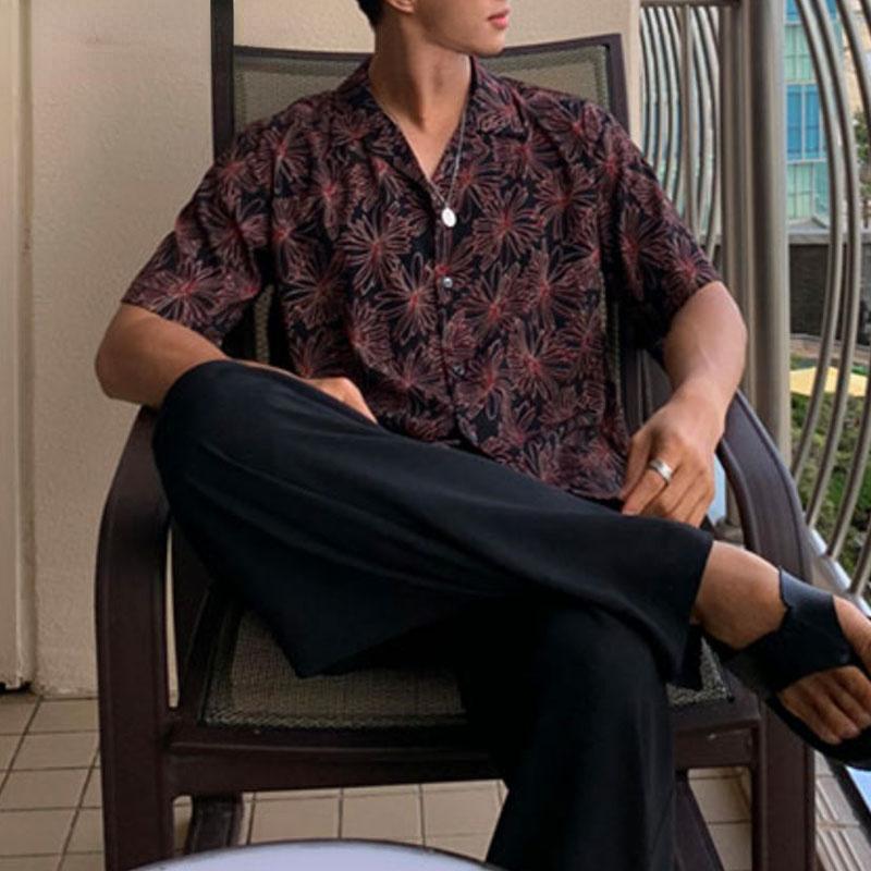 Мужские летние пляжные рубашки с коротким рукавом и принтом