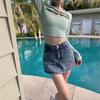 High-Waisted Women's Summer Denim Culottes Skirt, 2026 A-Line Hip-Hugging Style