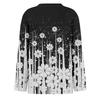 Women's Fashion Casual Slit Hem Round Neck Long Sleeve Loose  Printed T-Shirt Ladies Top