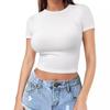 European & American Style Crop Top: Hot Girl Summer Fashion, Round Neck, Milk Silk, Short Sleeve