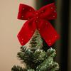 1Pc Fabric Party Decoration Christmas Tree Top Exquisite Bow Decoration Christmas Burgundy Decoration Metal