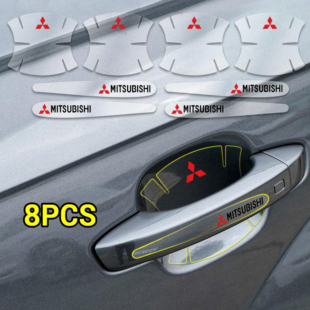 4/8Pcs Car Styling Door Bowl Handle Anti-scratch Guard Stickers Accessories For Mitsubishi 9 Ralliart X EX ASX L200 Colt Pajero