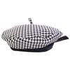 Dior [Excellent Condition/Domestically Authorized] 35DAP910I121 Wool Houndstooth Beret with Ribbon Design Hat 59 Black WhiteUsed