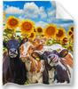 Cute Cow Blanket Super Soft Cow Print Flower Throw Blanket Lightweight Plush Flannel Blanket for Kids Adults Bed Sofa Living Room