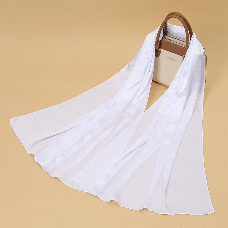 Fashion Design Classic Shiny Silk Scarf Women Soft Hijab Solid Color Handband Shawls Wraps Muslim Scarves Stole