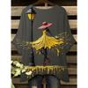 Women's Vintage Oil Painting T-Shirt - Full Body Asymmetrical Hoop Shirt for All Seasons