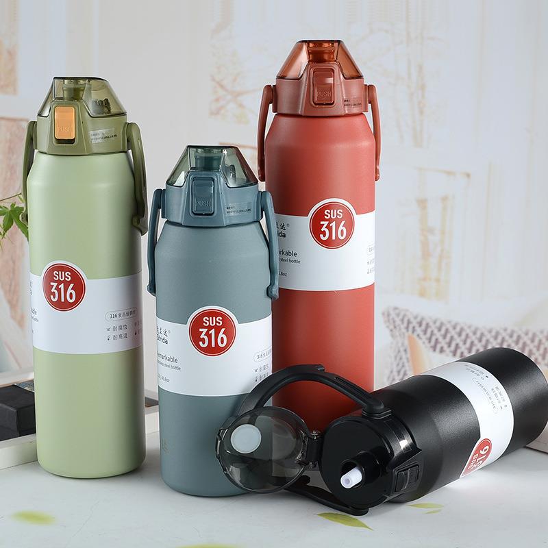 Нержавеющая сталь 316 термос большой емкости соломенная чашка для спорта на открытом воздухе дорожный чайник автомобильная чашка для воды