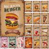 Fast Food Menu Metal Tin Sign Sandwich Ice Cream Burger Restaurant Poster Home Kitchen Iron Plate Mural Cafe Wall Decor Plaque