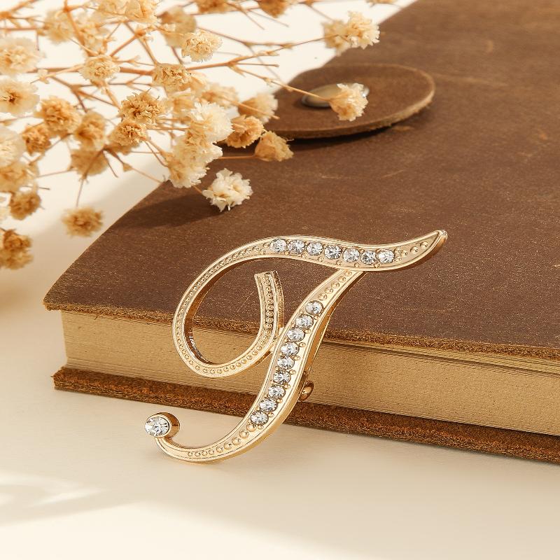 Женская брошь в виде буквы от A до Z, стразы, кристалл, золотистый цвет, английский алфавит, металлические значки, милая брошь, ювелирные аксессуары, подарок