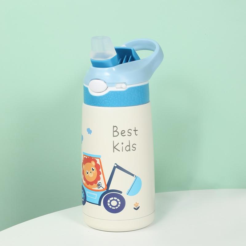 400ML Kids Water Bottle Cartoon Animal Thermos Mug Baby Duck Billed Straw 316 Stainless Steel Vacuum Flasks Thermos Bottle