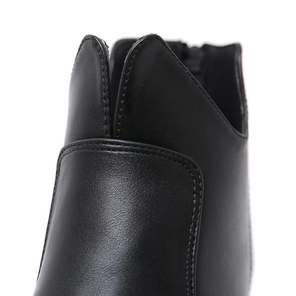 Women Wedge Ankle Boots Height Increasing with Zipper Heeled Chelsea Boots Minimalist Solid Color