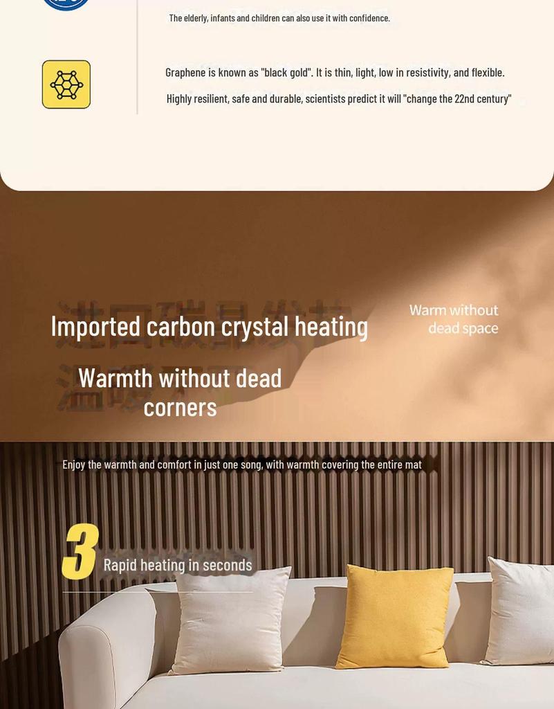 Graphene Crystal Electric Heating Mat for Floors - Ideal for Living Rooms and Yoga.