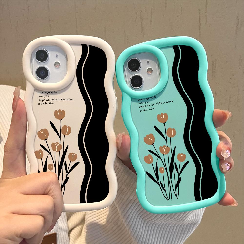 Tulips Pattern Soft Phone Cover for Samsung Galaxy A52 A73 A12 A11 S24 Ultra 5G S23 S22 S21 S20 FE Wave Edge Shockproof Protective Rubber Case