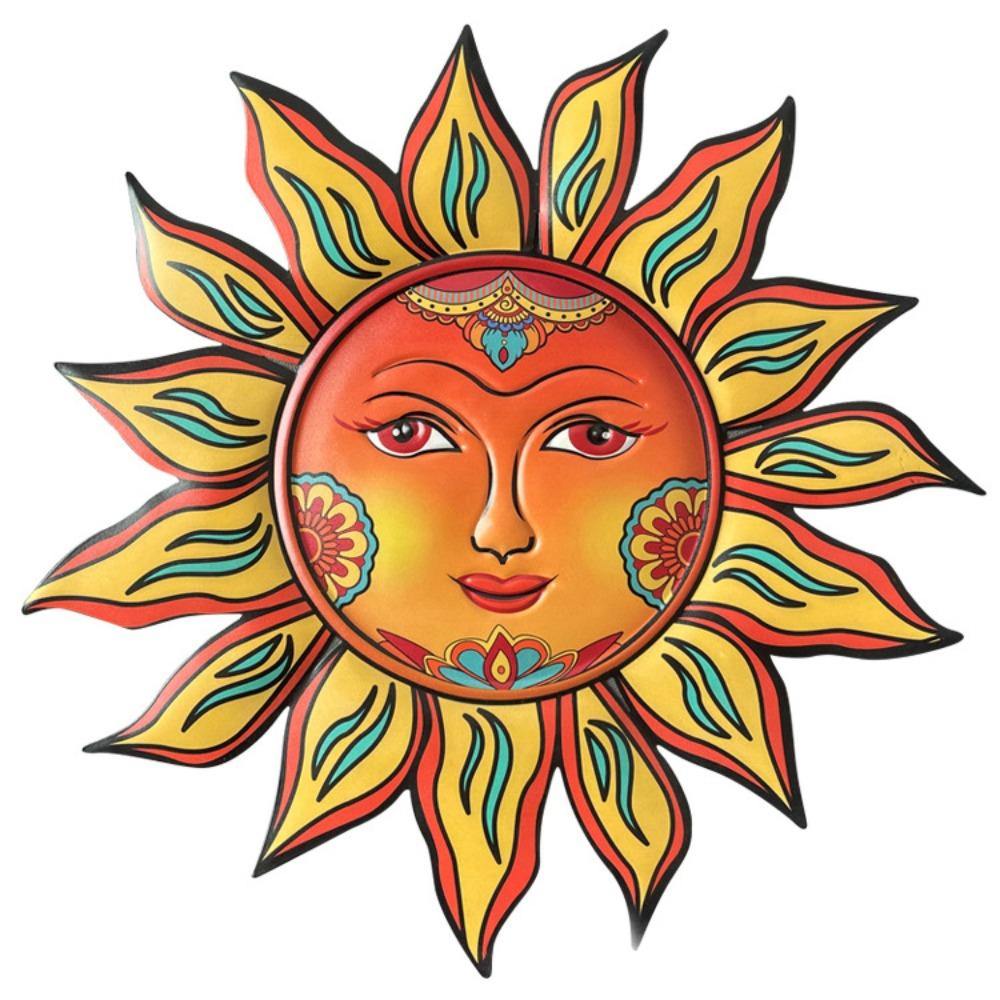 New Metal Sun Wall Decor Friendly Face Funny Wall Art Decoration Sun Flower Hanging Decoration Living Room Bedroom