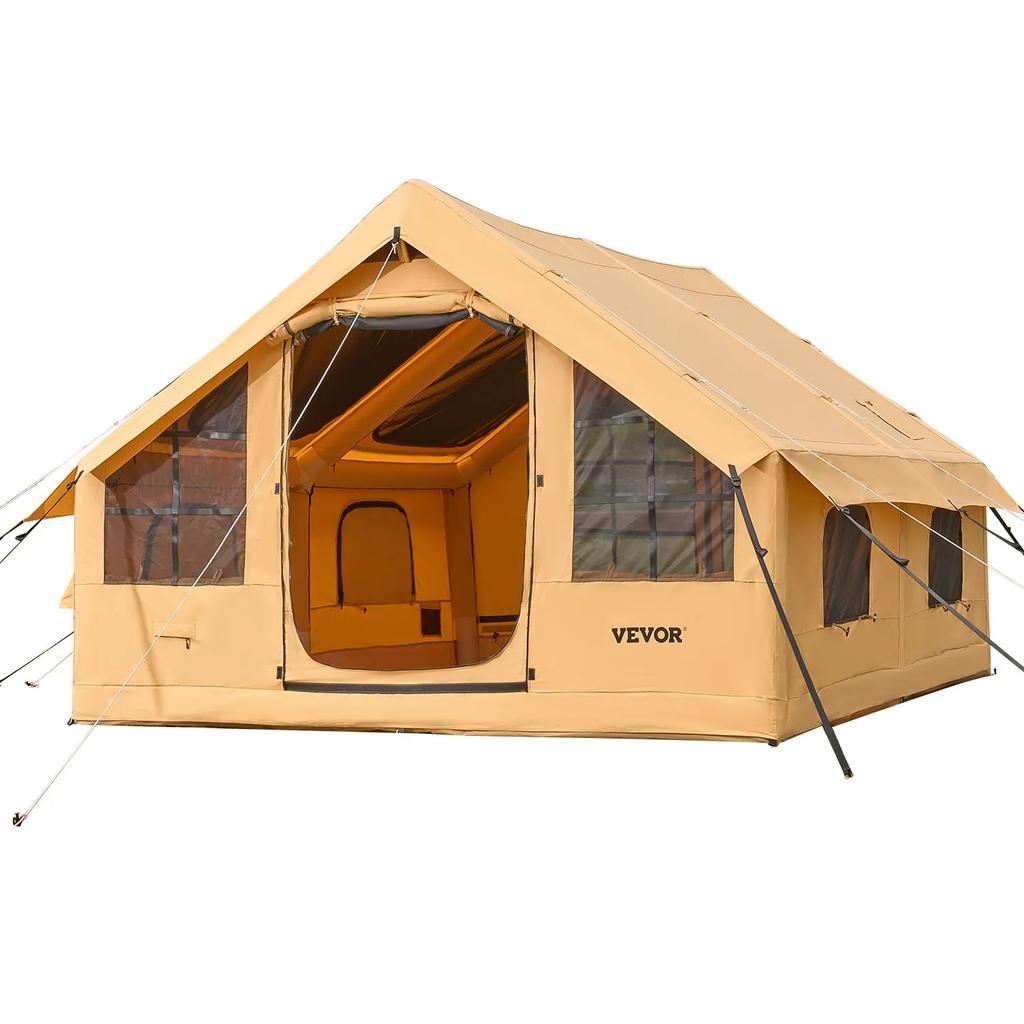 VEVOR Inflatable Tents for Camping, 5-8 Person Easy Setup Blow up Tent with Hand Pump, Luxury Glamping Tent with 2 Skylights, Canopy