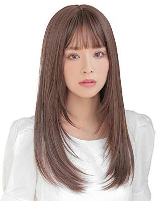 AQUADOLL MBK Матовый черный парик, Длинный, Полный, Многослойный, Прямой, с Прозрачной челкой, Свободный размер, wg323MBK